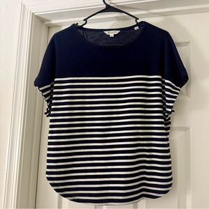 NWOT  Max Studio  Navy Blue & White Striped Top - XS